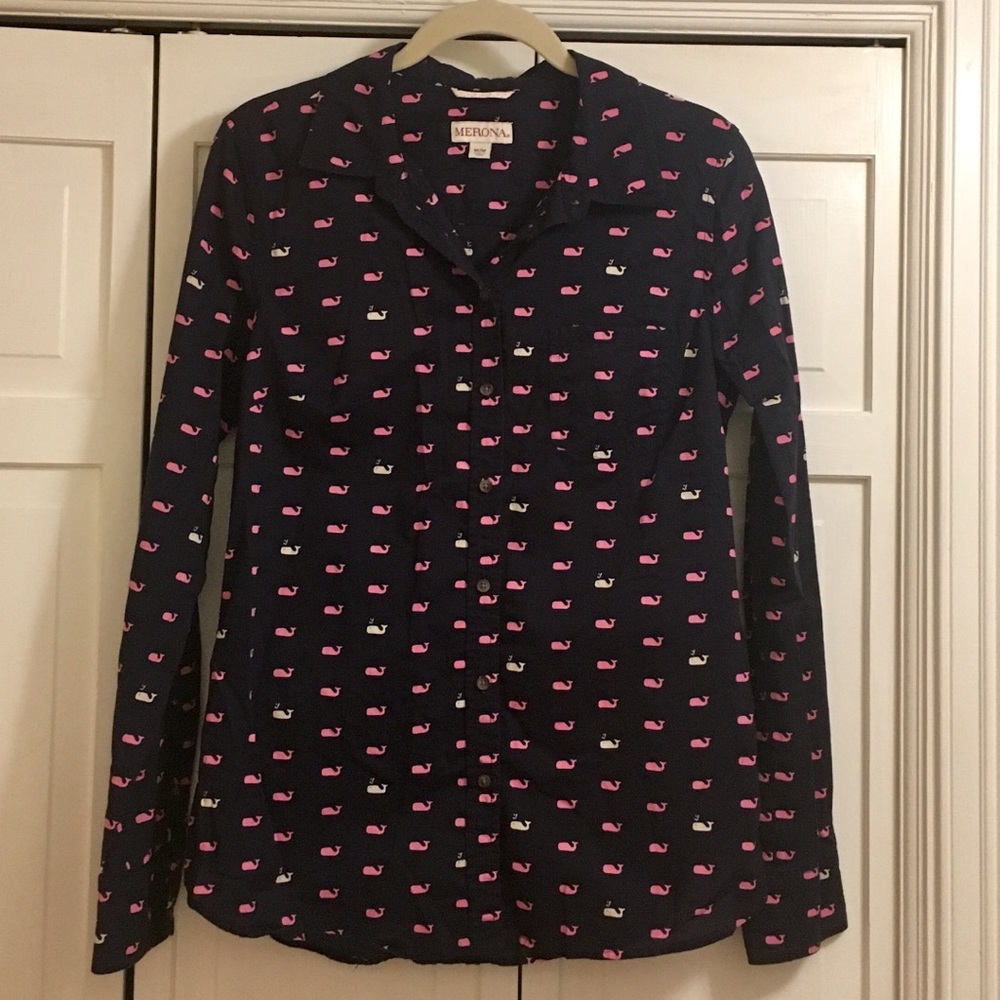 Merona Nautical button-up Sz medium